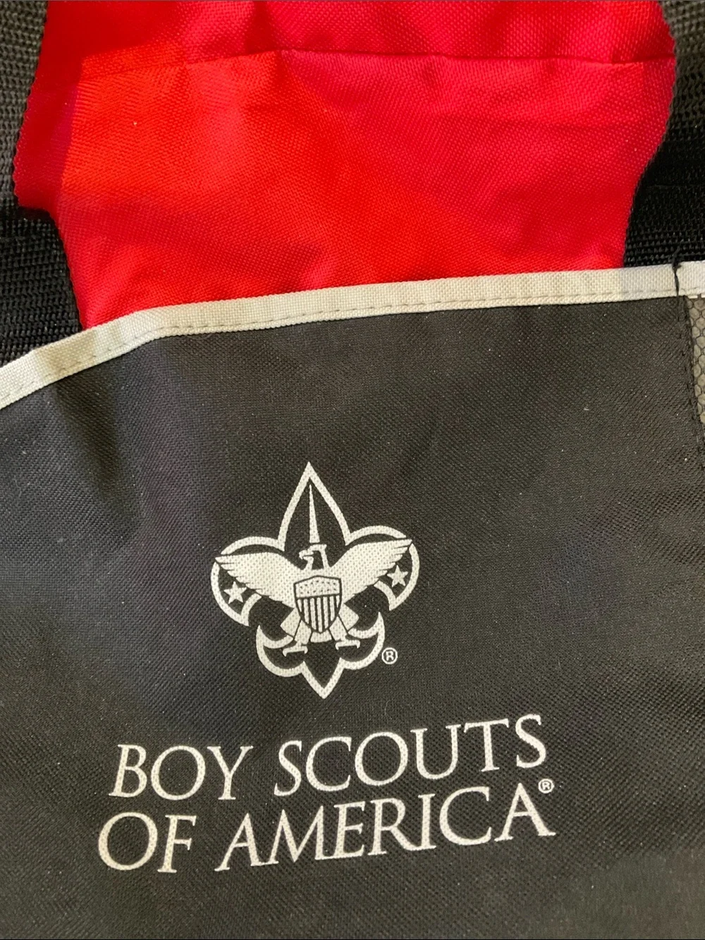 Red and Black Boy Scouts of America Duffel Bag